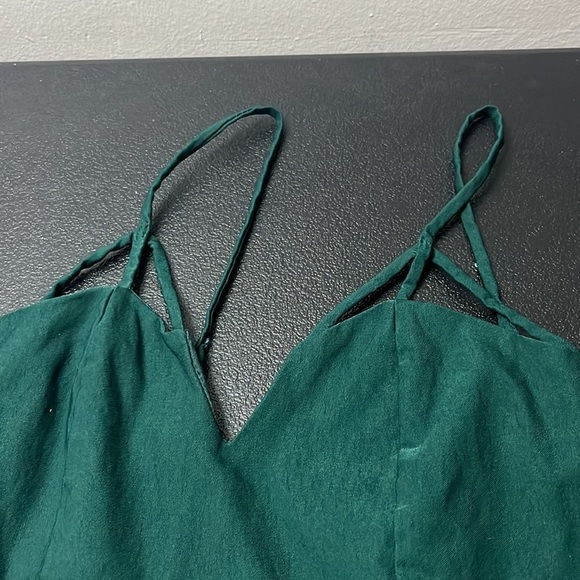 DARK green strappy Nasty Gal dress - stretchy, deep green, emerald, mini - Picture 3 of 5
